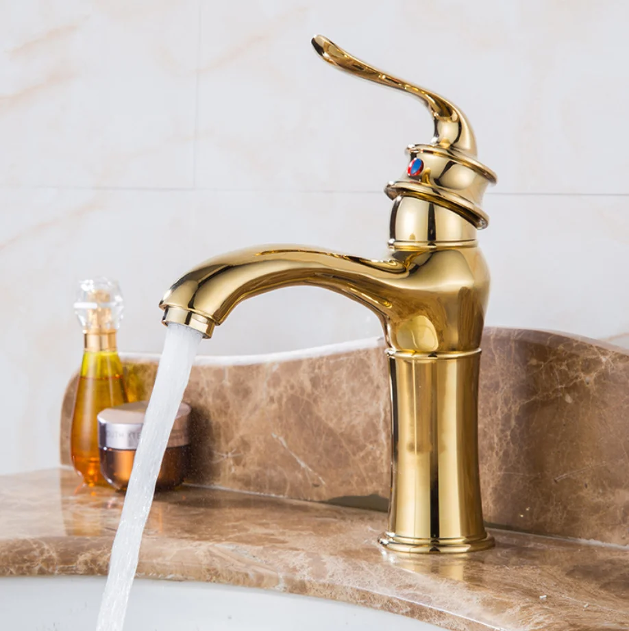 

Brass main body, titanium golden, rose gold face basin, cold and hot water faucet, bathroom countertop basin