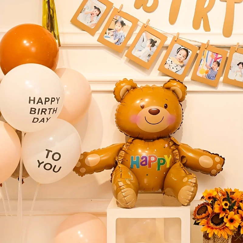 1PCS Cub Bear Aluminum Film Balloon Embracing Bear Children\'s Birthday Wedding Party Cake Decoration