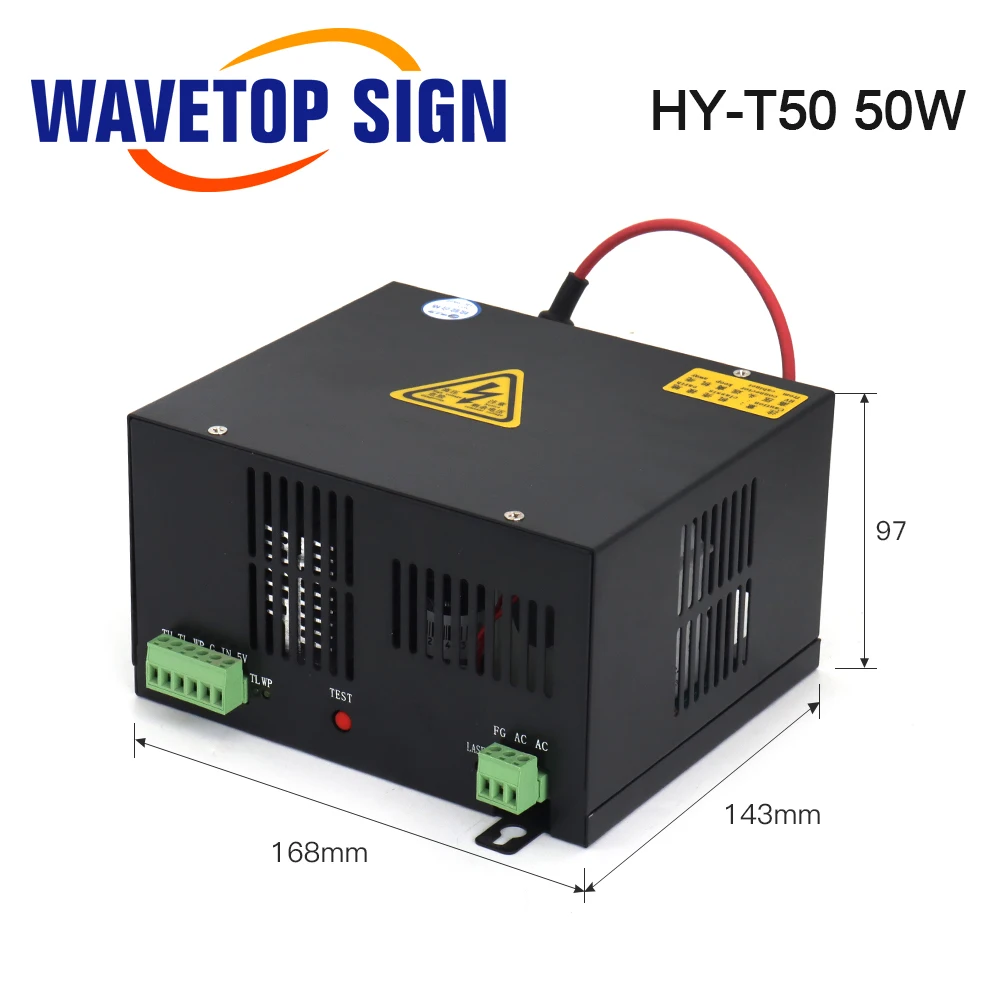 WaveTopSign MYJG-40W CO2 مصدر طاقة الليزر 40 واط 50 واط 110 فولت/220 فولت لأنبوب ليزر CO2 الجهد العالي آلة قطع النقش