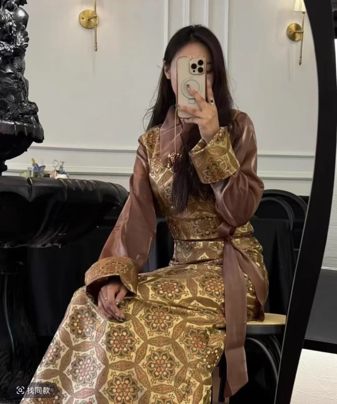 Abito Bola patchwork da donna tibetana cinese Abiti Xizang retrò