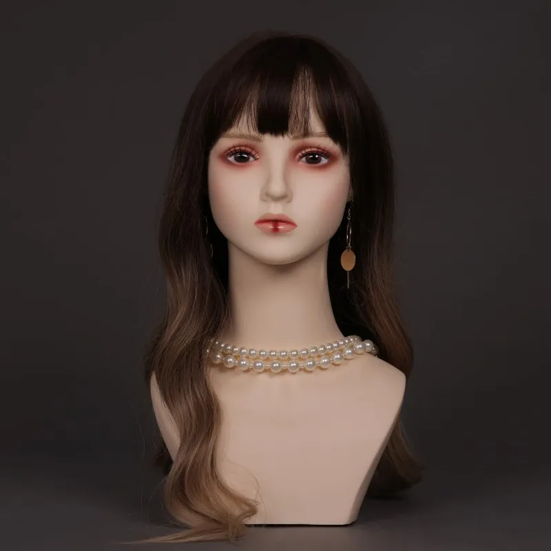 Red Dot Lips Makeup Mannequin Head Beige Skin Female Wig Head Mannequin Without Shoulder Pvc False Head For Display Wigs