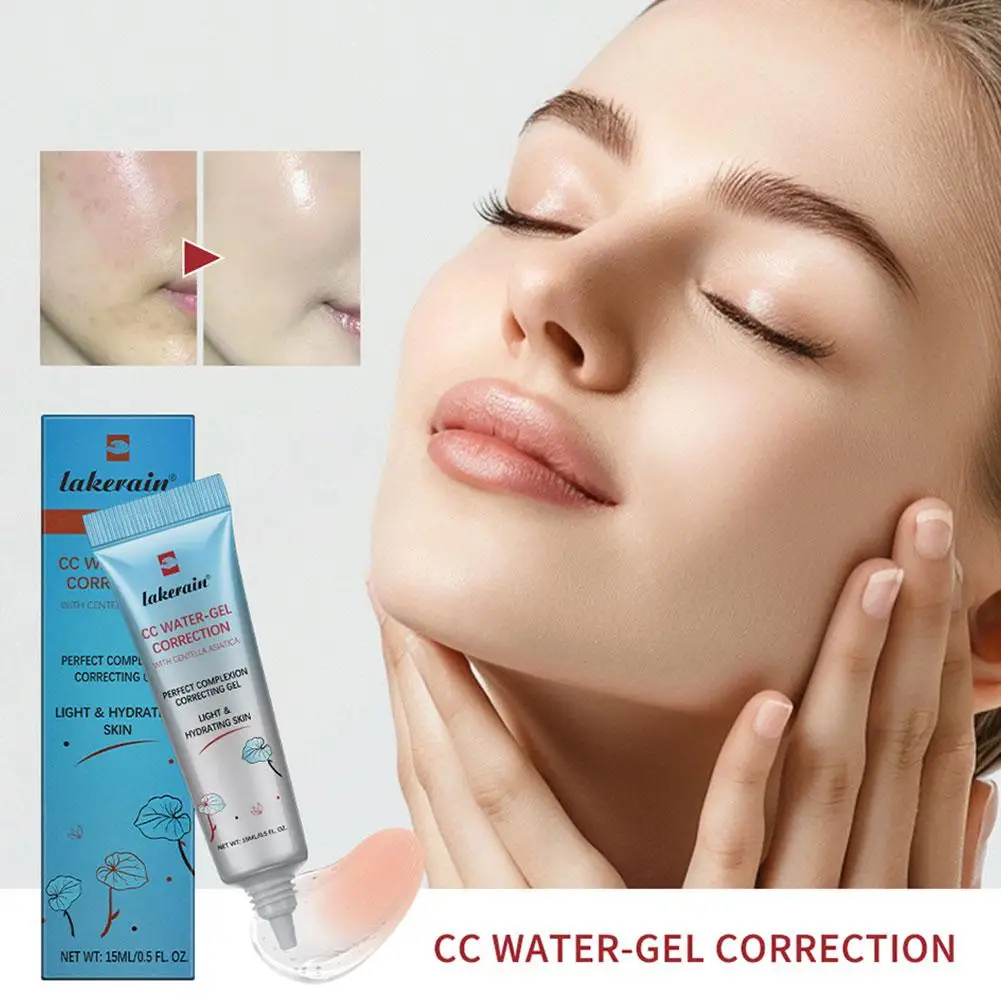 Lakerain CC Crema correctora/Gel de agua para todos los tonos de piel: evece el tono de la piel, base ligera y base de maquillaje de color 3 piezas