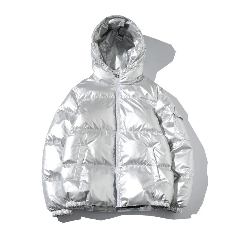 Women\'s Down Jacket Winter Glossy Silver/Black/Gold/Blue Large Size 5XL Hooded Parka Outwear Down Padded Coats Female