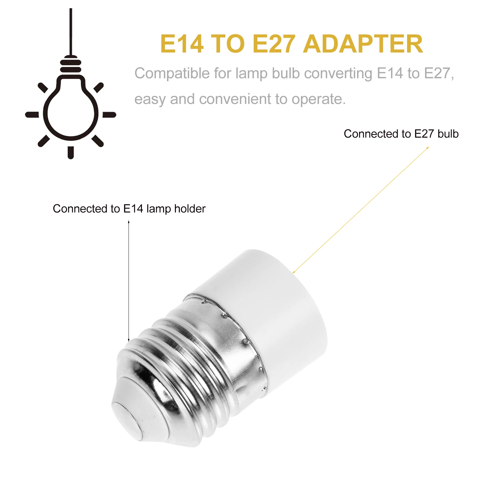 

10pcs Lamp Holder Adapter Light Bulb Converter E14 to E27 Socket LED Accessories High Temp Resistant Durable Suitable for LED
