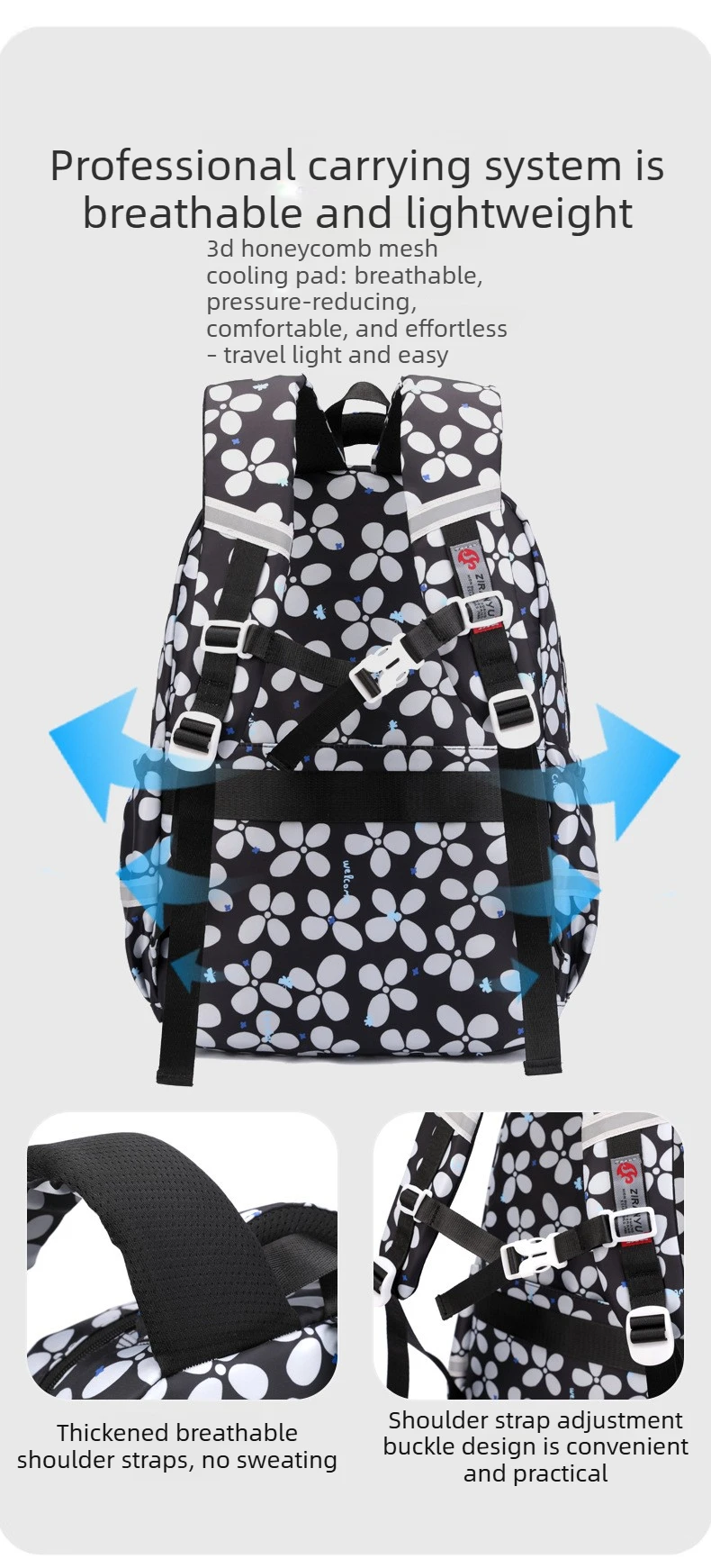3pcs/set Elementary School Backpack for Girls Bookbag Lunch Bag Pencil Bag Set Flower School Bag for Children Cute Little Dolls