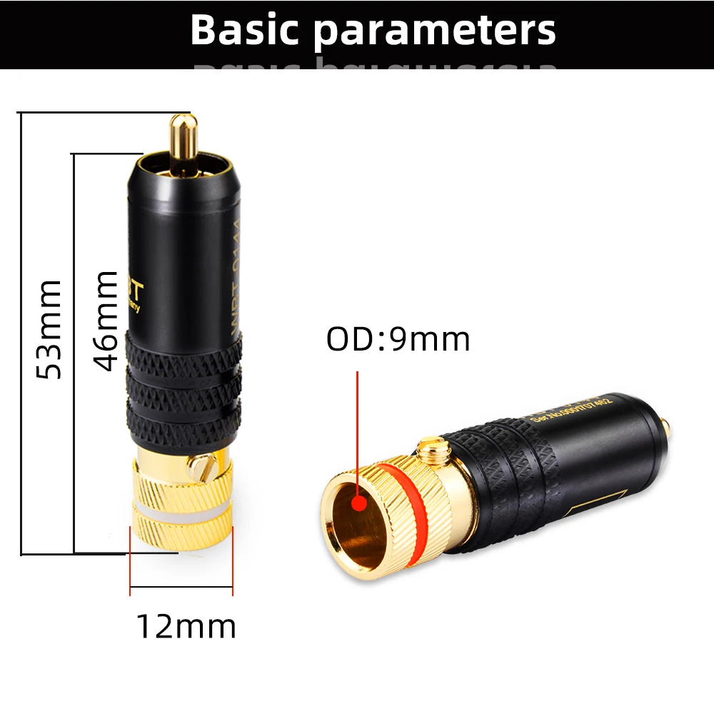 Imagem -03 - Banhado a Ouro Cobre Rca Plug Cabo de Áudio Conector Parafusos Solda Travamento Wbt0144 Plug Novo 16 Peças Lote Novo