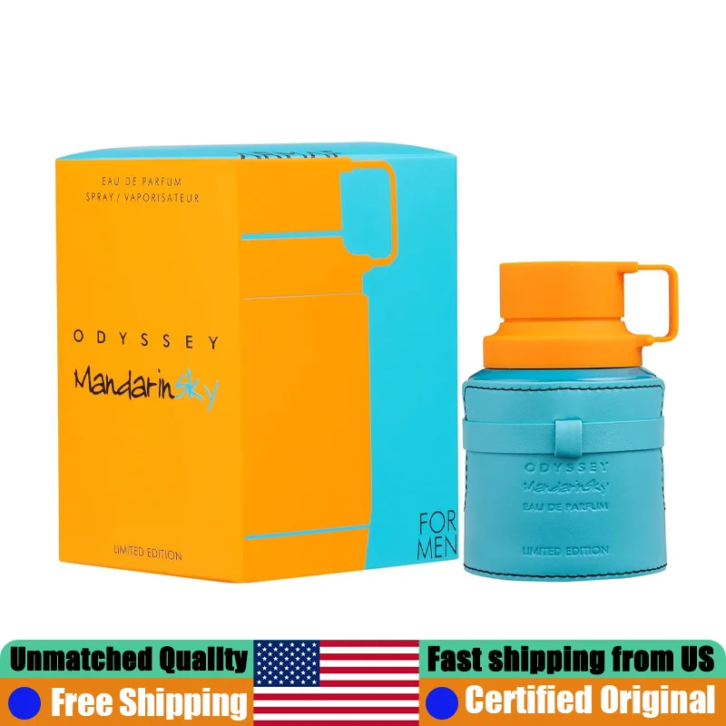 Armaf Odyssey Mandarin Sky EDP Spray 3.4 Onzas, Perfumes Árabes Originales 100 ML, Colonia Amaderada Especiada de Larga Duración para Hombre