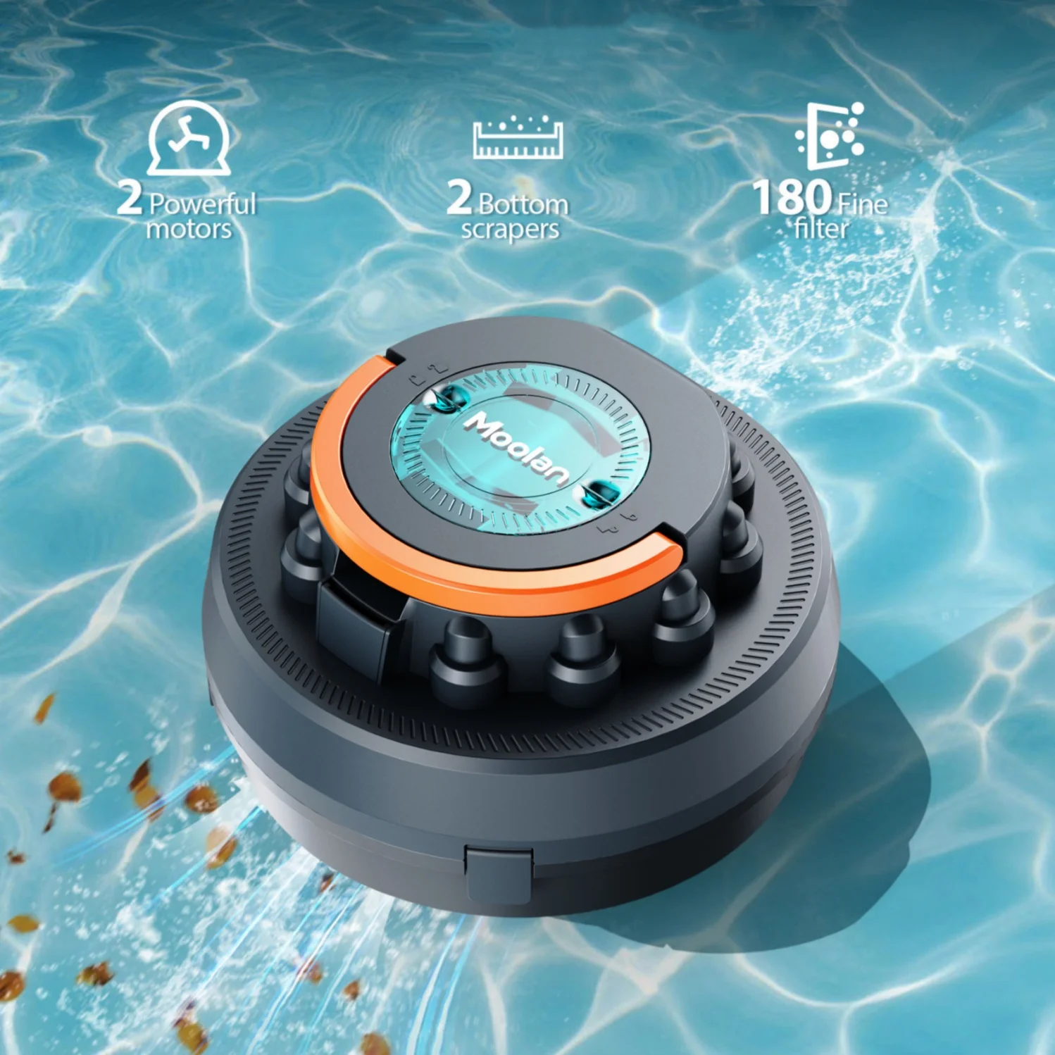 Moolan Automatic Robotic Pool Cleaner Cordless Robotic Swimming Pool Vacuum for In Ground Flat Pools Auto-Parking Home Appliance