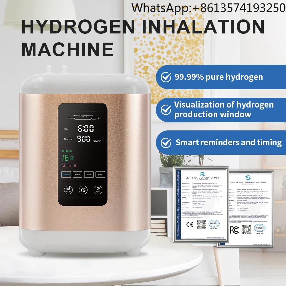 

For CE Standard H2 Generator Device 1200ml/min Portable Intelligent Hydrogen Inhalation Machine with PEM Technology