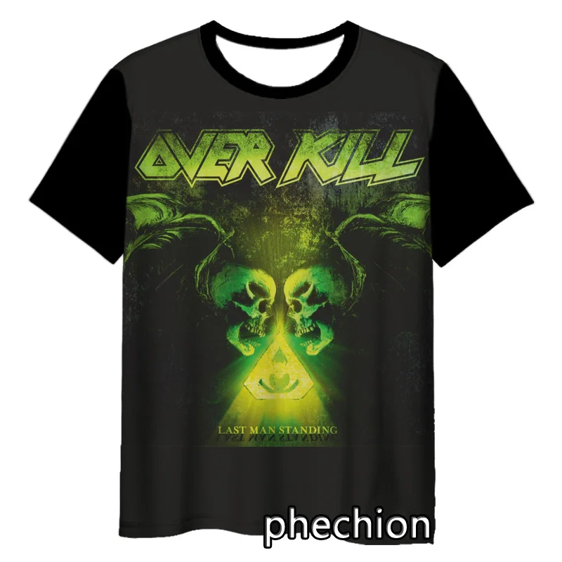 Phechion-Camiseta de manga corta para hombre y mujer, camisa informal con estampado 3D de banda Overkill, Hip Hop, de verano, S215