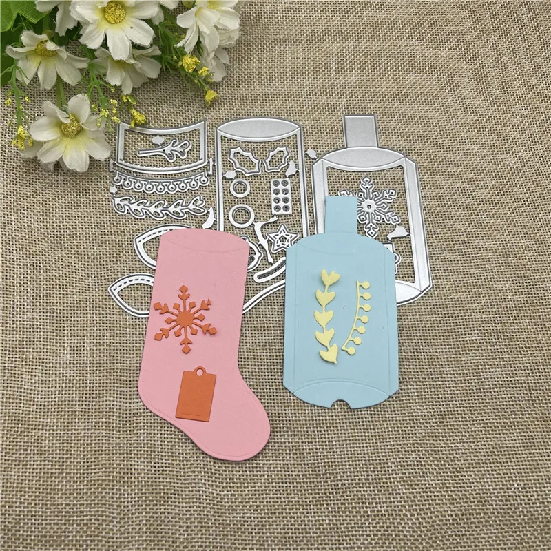 

Christmas socks Metal cutting dies mold Round hole label tag Scrapbook paper craft knife mould blade punch stencils dies