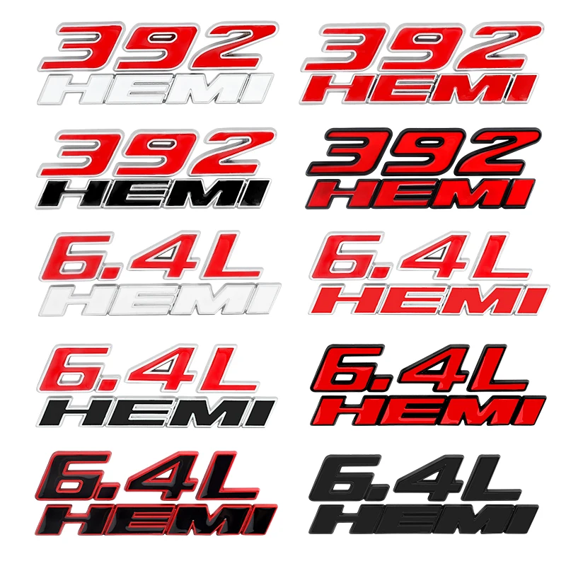 Metal 3D 345 392 6.4L Hemi Car Engine Sticker Rear Trunk Badge Car Fender Decal for Charger Caliber Journey Caravan Challenger