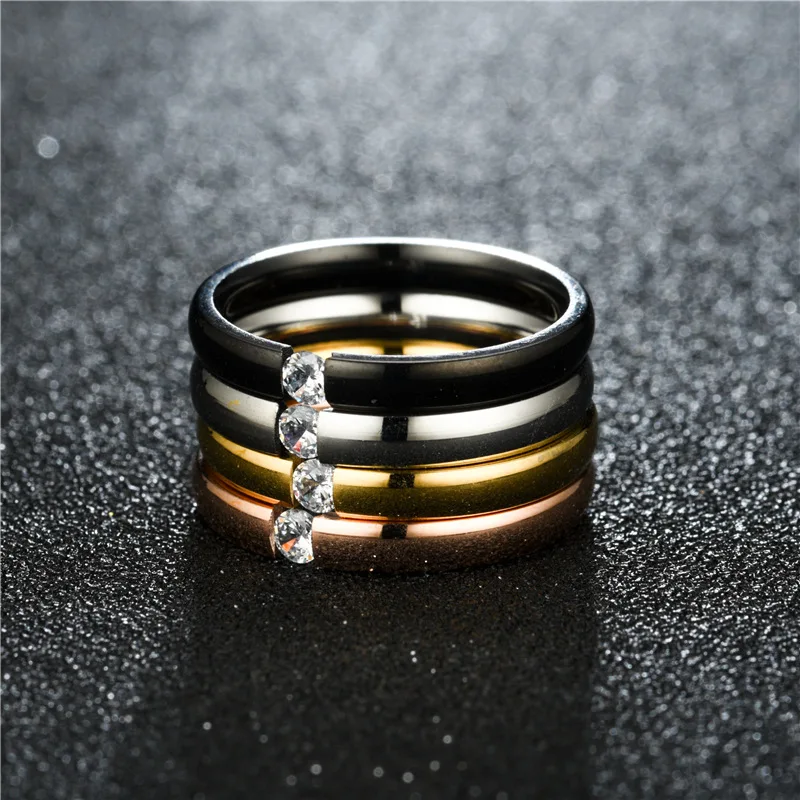 

Minimalist 3mm Couple Rings Sparkling Zirconia Inlay Matching Wedding Bands Anniversary Jewelry for Men And Women