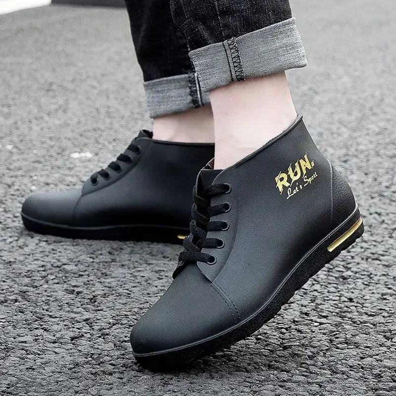 Low Chef Kitchen Male Shoes Ankle New Men's Rain Boots Fashion Cooking Short Comfortable 2024 Wear-resistant Wide Toes Garden