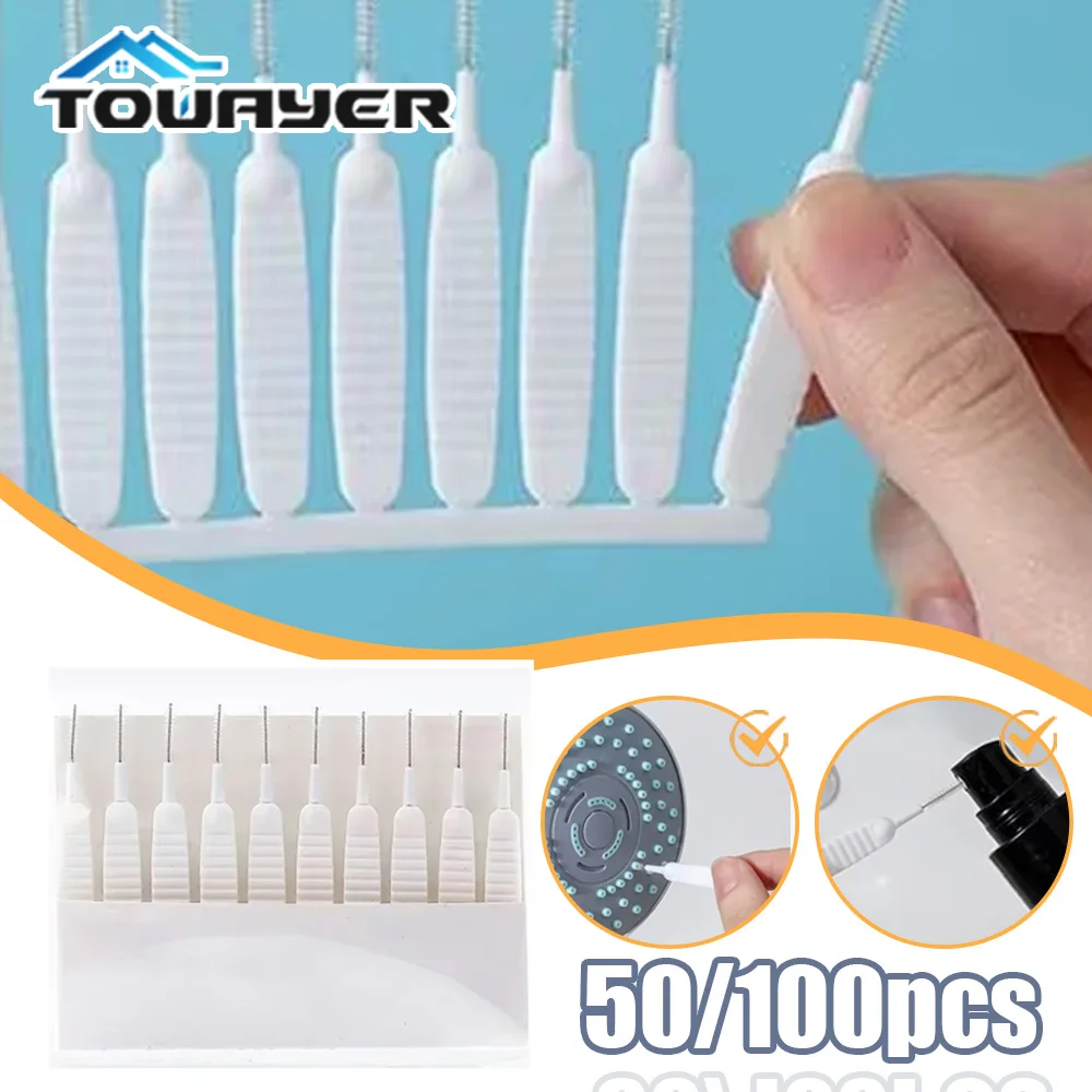 50/100Pcs Showerhead Cleaning Brush Disposable Bathroom Pore Gap Wash Brush AntiClogging Headphone Jack Brushes Cleaning Tool