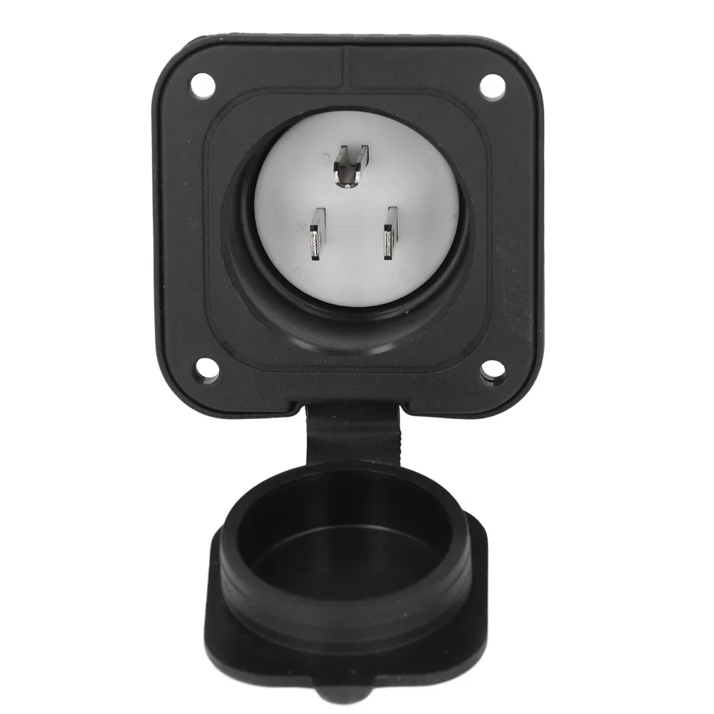 

2 Pole 3 Wire Flange Power Inlet 15A 125V with Waterproof Cover Straight Blades Receptacle with screws Sturdy Nylon Material