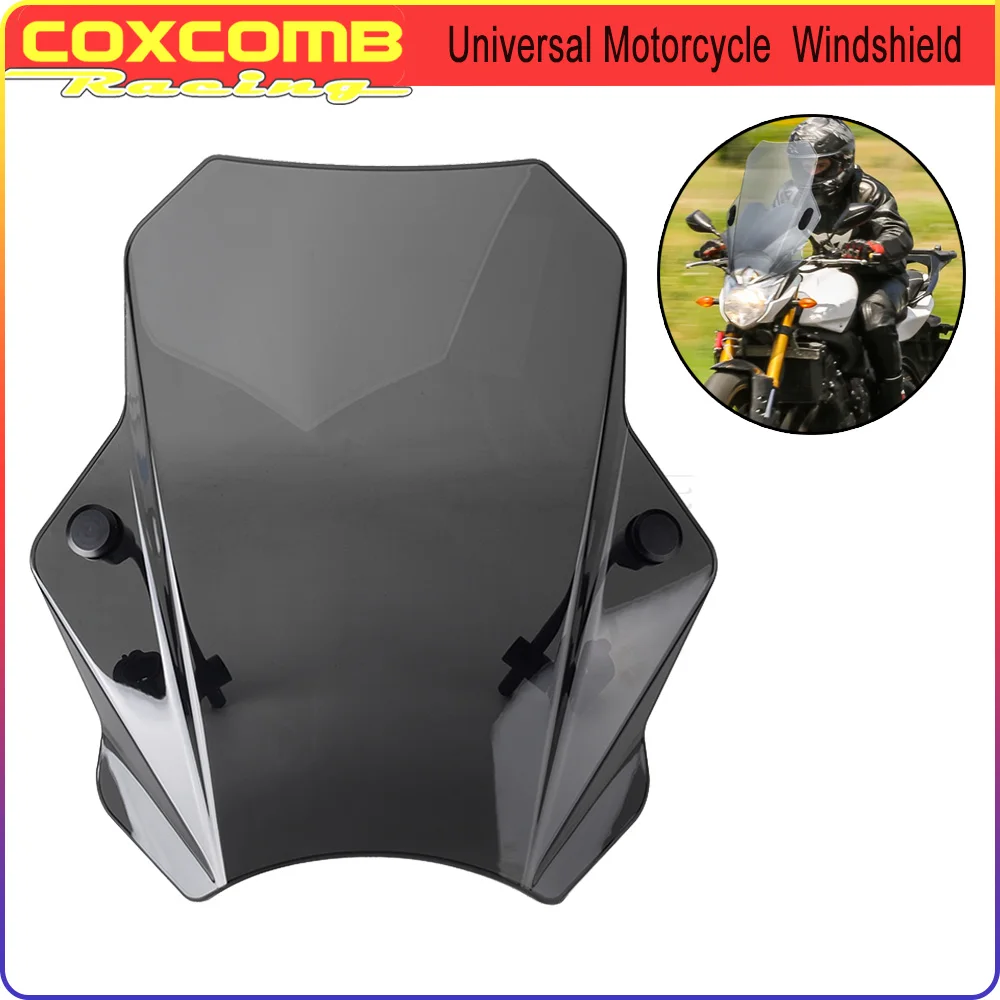 

For BMW KAWASAKI SUZUKI YAMAHA HONDA Universal Motorcycle Windscreen Windshield Covers Screen Smoke Lens Motorbikes Deflector