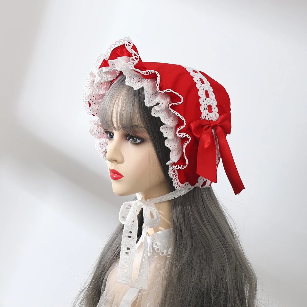 Vintage Style Ruffles Bonnet Hat Women Girls Maid Cosplay Mop Hat Pumpkin Cap