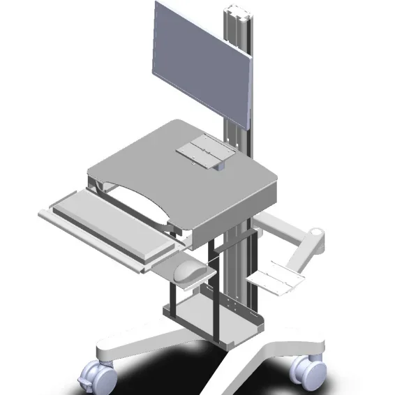 trolley with drawer hospital medical trolley cart all in one workstation with arm