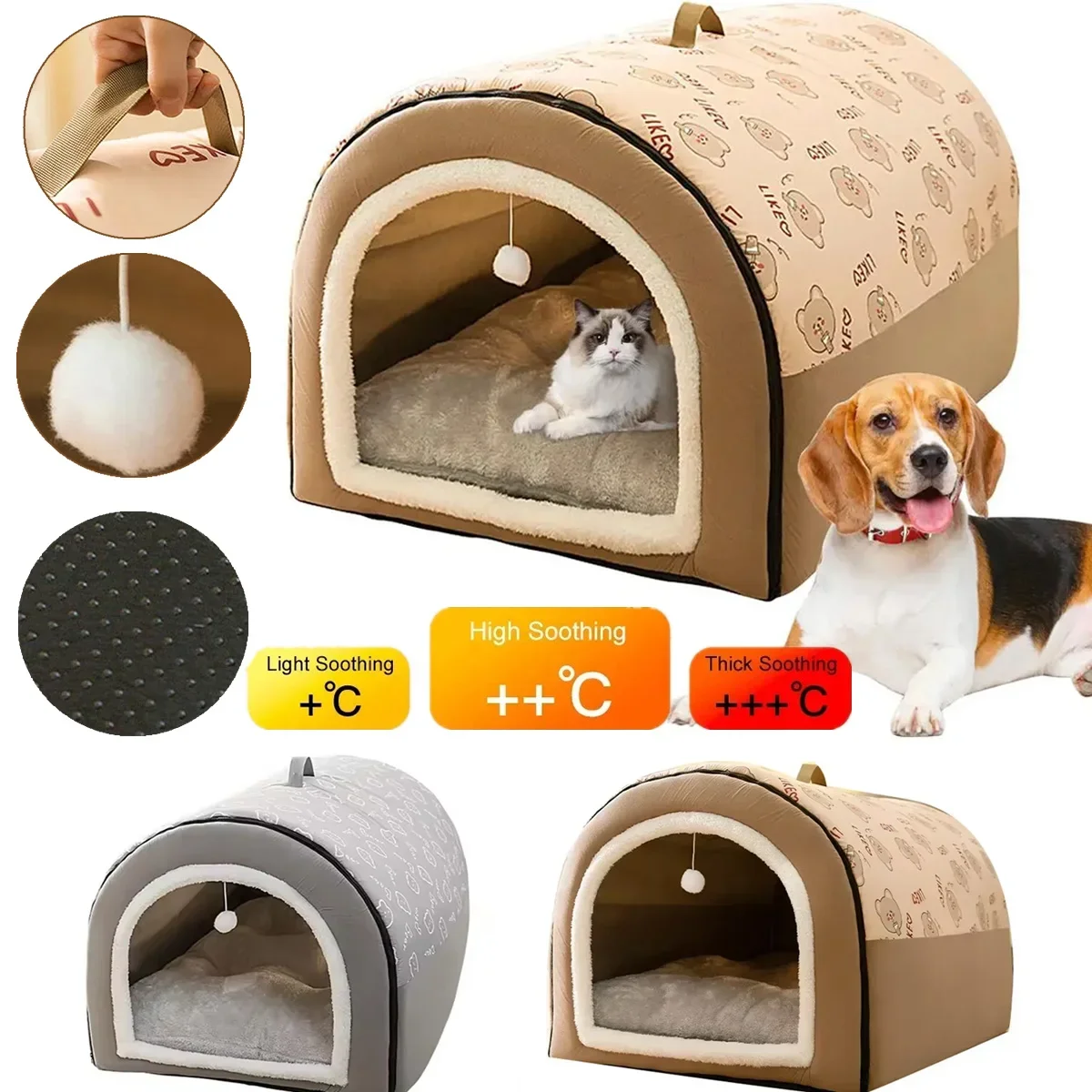 

Detachable Washable Big Dog Kennel Warm Winter Dog House Mat Dogs Bed Nest Deep Sleep Tent for Medium Large Dogs House Supplies