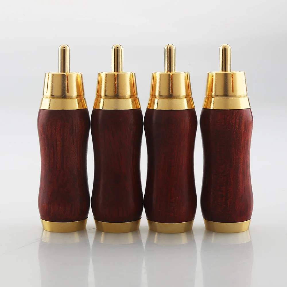 

4pcs Audiocrast WR1101G 3u gold plated Red sandalwood RCA Rosewood Red sandalwood Audio plug hi end Gold RCA