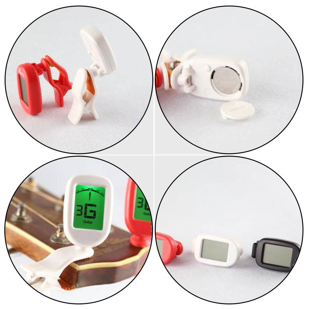 

1pc Guitar Tuner Lcd Display Durable Instrument Tuning Device Flexible Angle Non-Slip Clamp Portable Bass Violin Ukulele Tuner