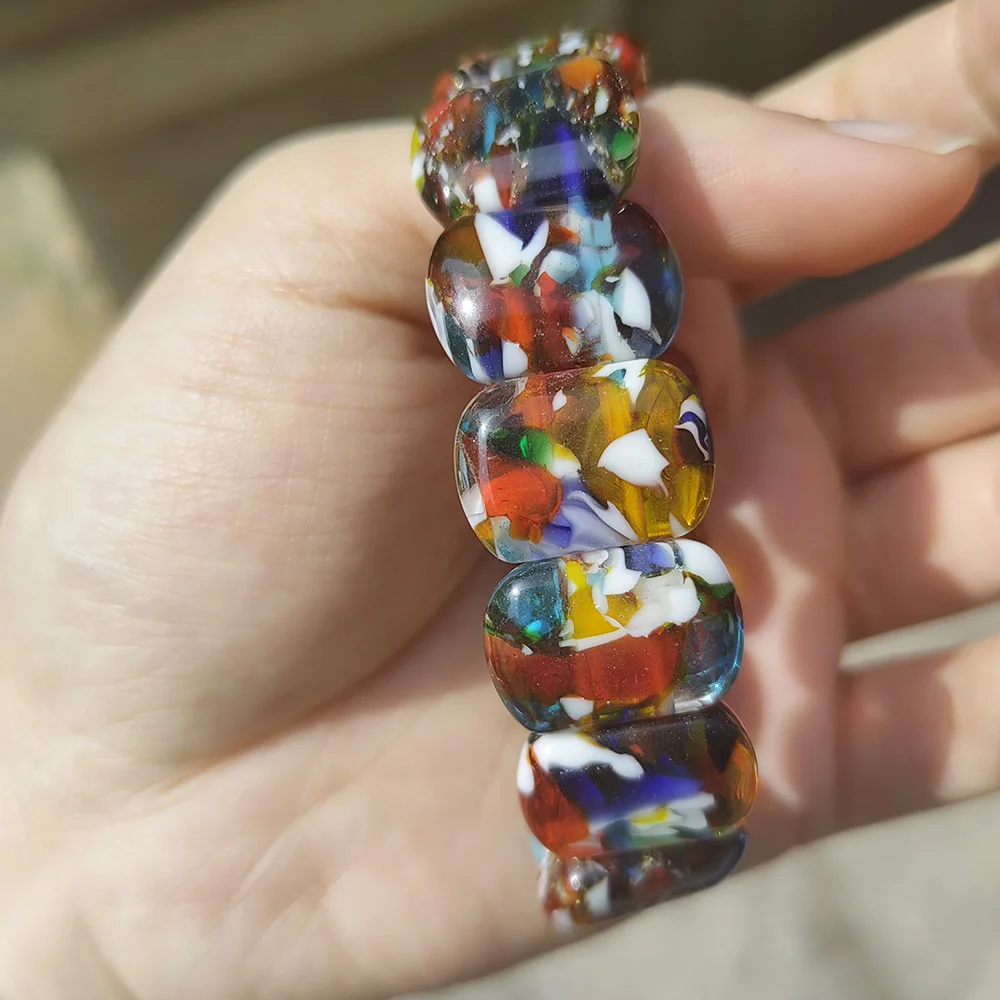 1 قطعة الزجاج الرجعية اللون كريستال موران الأزهار القطع الناقص Lampwork زهرة سوار للنساء خمر هدية حفلة عناصر رخيصة مستطيل #4