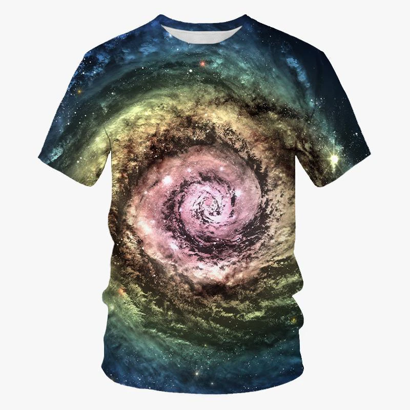 Colorful Men\'s T-Shirt 3D Galaxy Starlight Print Short Sleeve Tops Casual T Shirt Streetwear Oversized Tee Shirt Men Clothing