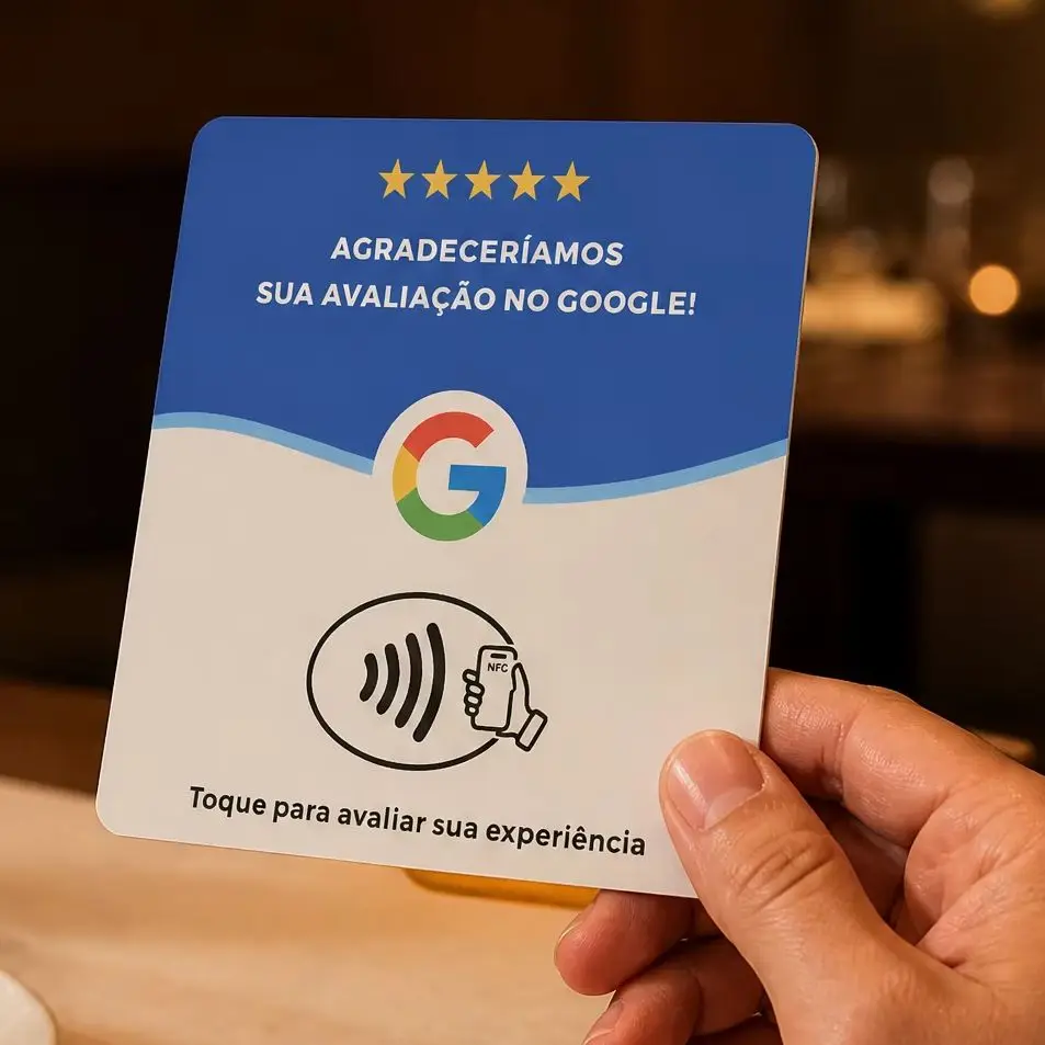 10 Pack 12x12cm  Portuguese Acrylic NFC Google Review Cards with 100000+ Cycles Touchless Social Media Stands for Business