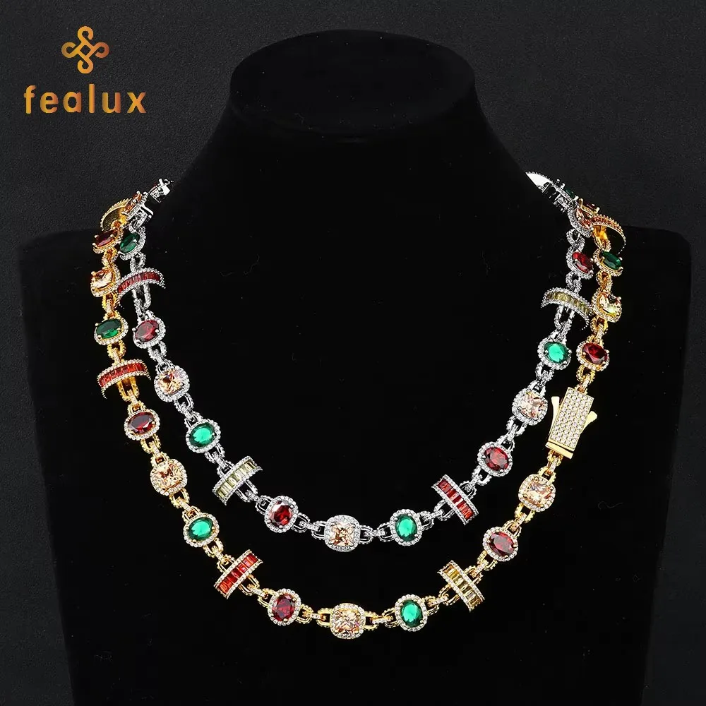 

Hip-hop Rainbow Tennis Necklace Style Cubic Zirconia Women's Jewelry Ice Out Multi Colored Full Stones Chain Women bracelet