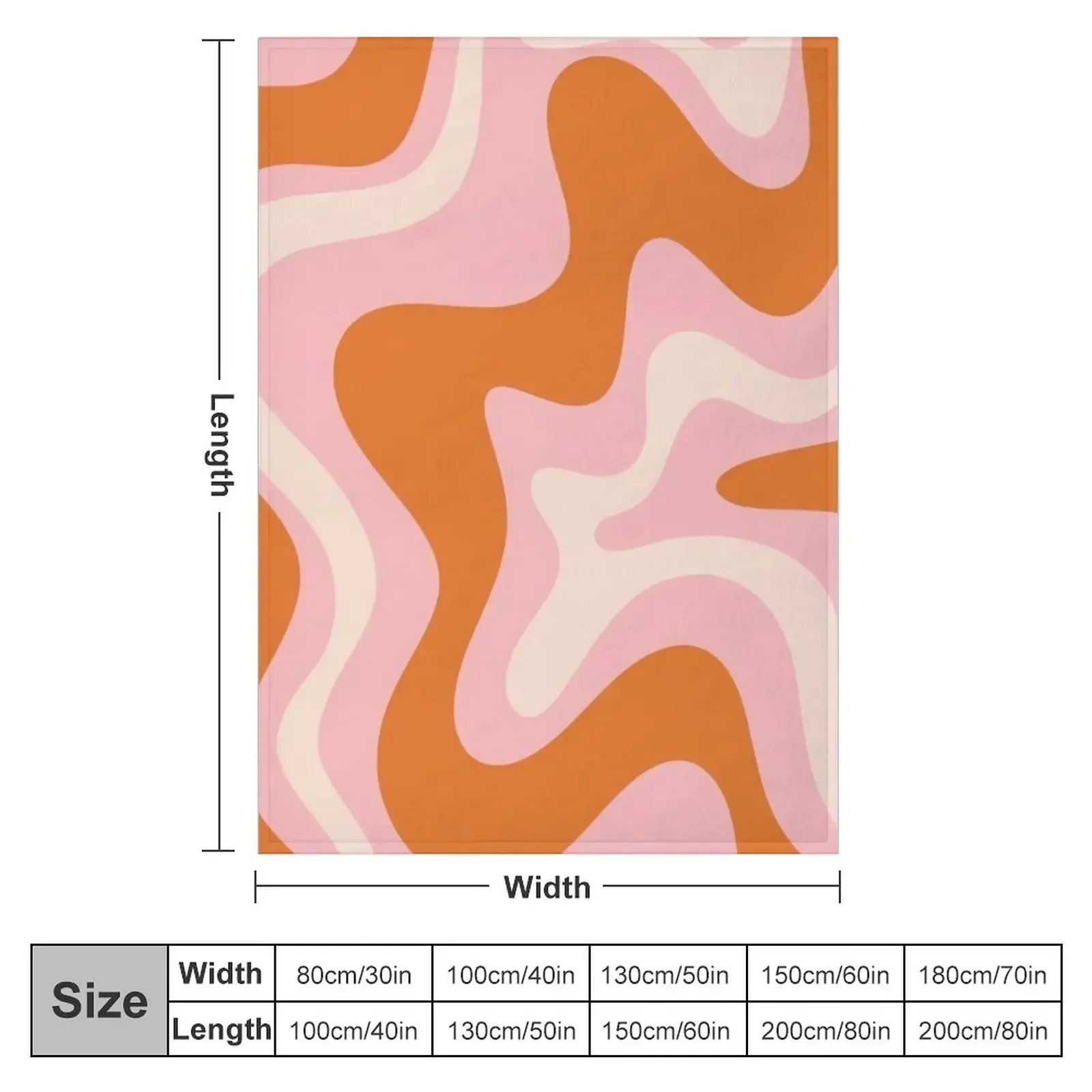 Liquid Swirl Retro Modern Abstract Pattern in Orange Pink Cream Throw Blanket Sofa Throw Vintage Blankets