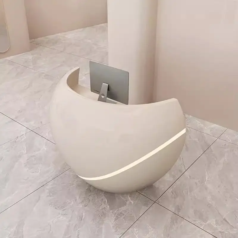 

Custom Round Small Luxury Front Counter Sport Center Reception Desk Modern Curved Design Reception Desk for Beauty Salon