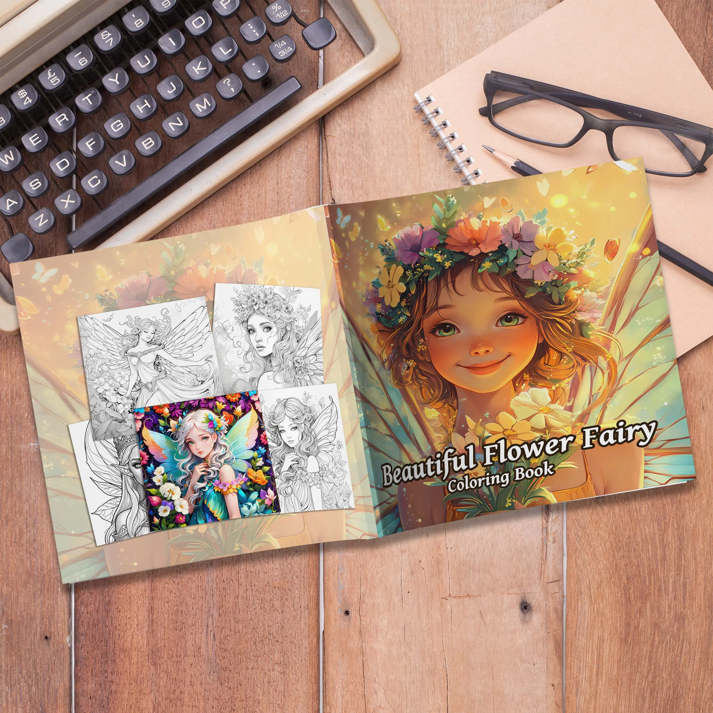 Beautiful Flower Fairny Coloring Book 24 Page Adult Picture Book Gift For Relieve Stress Kill Time Graffiti Painting Drawing Art