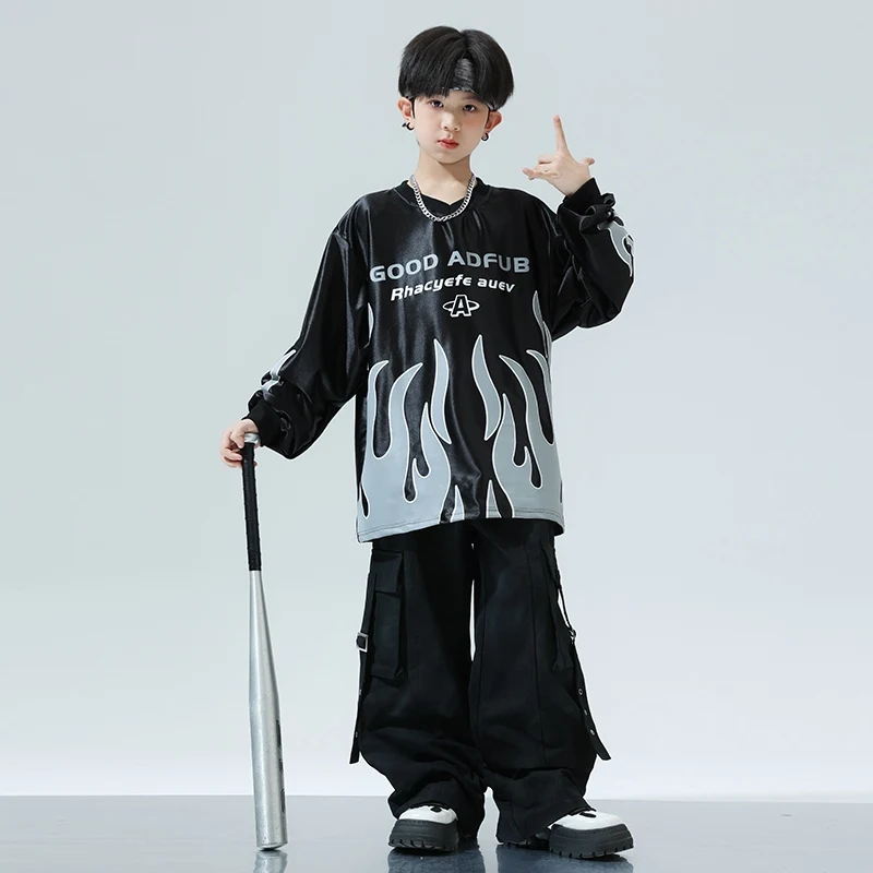 Kinder Hip Hop Jazz Dance Kostüme Lose Anzug Jungen Langarm Top Cargo Hosen Praxis Street Dance Tragen Kleidung DQL10384