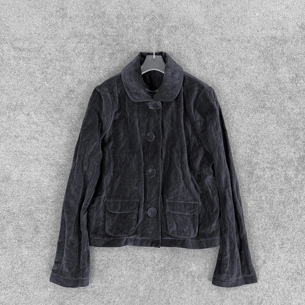 

Женская куртка из хлопковой смеси с металлическим бархатным эффектом, ретро, элегантная, для повседневной носки, однобортная, с длинными рукавами, топ, новинка весны 2026, Y2K