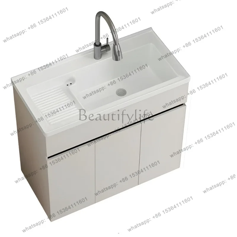 

Balcony cabinet integrated wash, ceramic integrated basin with washboard bathroom cabinet