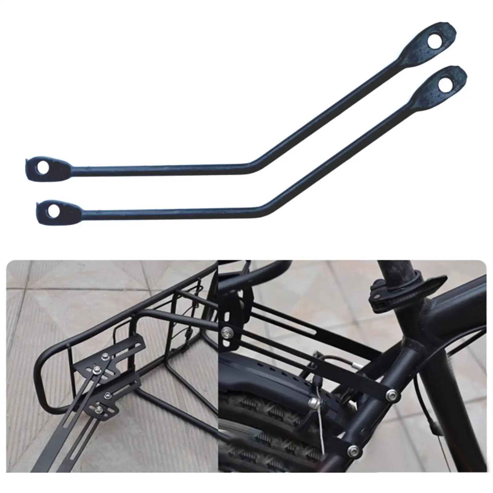 2 Pieces Bike Rear Rack Extension Bracket Rear Rack Connector Rod Multifunction Luggage Carrier Support Rod Bike Bracket