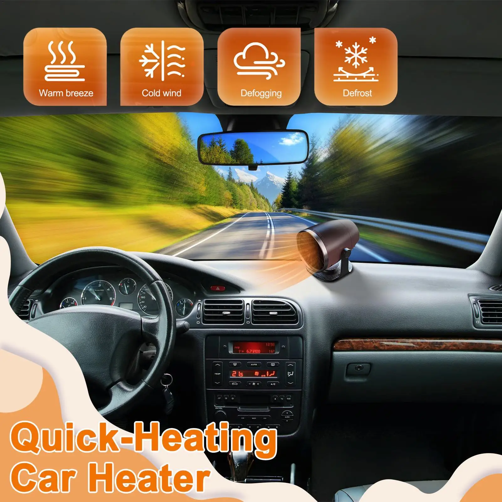 Car Heaters For Vehicle 12V Heating Fan Plug In Car Camping Heater For Truck Office Bathroom Tent RV Travel Work Camping Desk