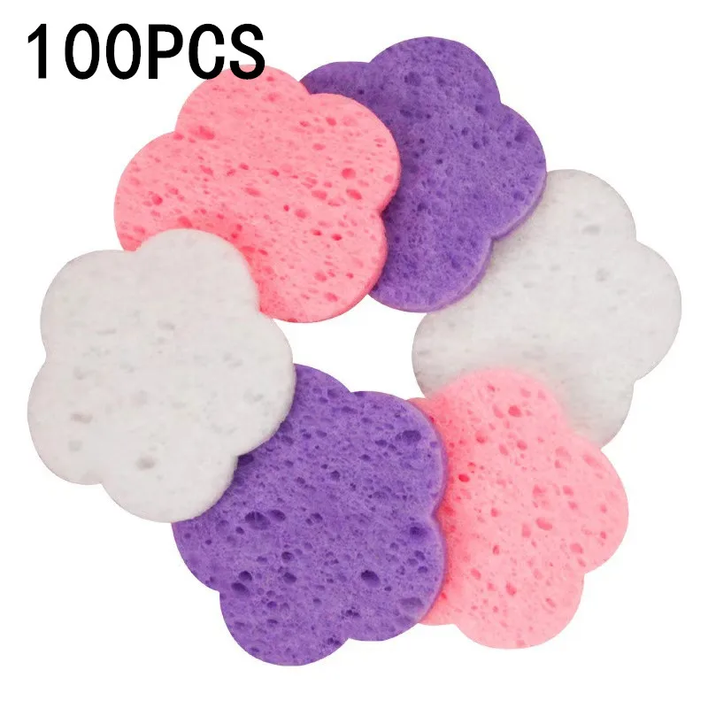 عبوة كبيرة من نفث غسل الوجه على شكل زهرة 6 سم - 10/20/50/100 قطعة من إسفنجات التجميل الرغوية المضغوطة لتنظيف الوجه