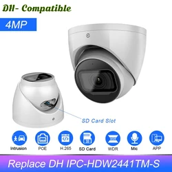 Cámara IP OEM Dahua Wizsense de 4MP, reemplazo de IPC-HDW2441TM-S IR30M Starlight, micrófono incorporado, ranura para tarjeta SD, cámara de vigilancia de seguridad