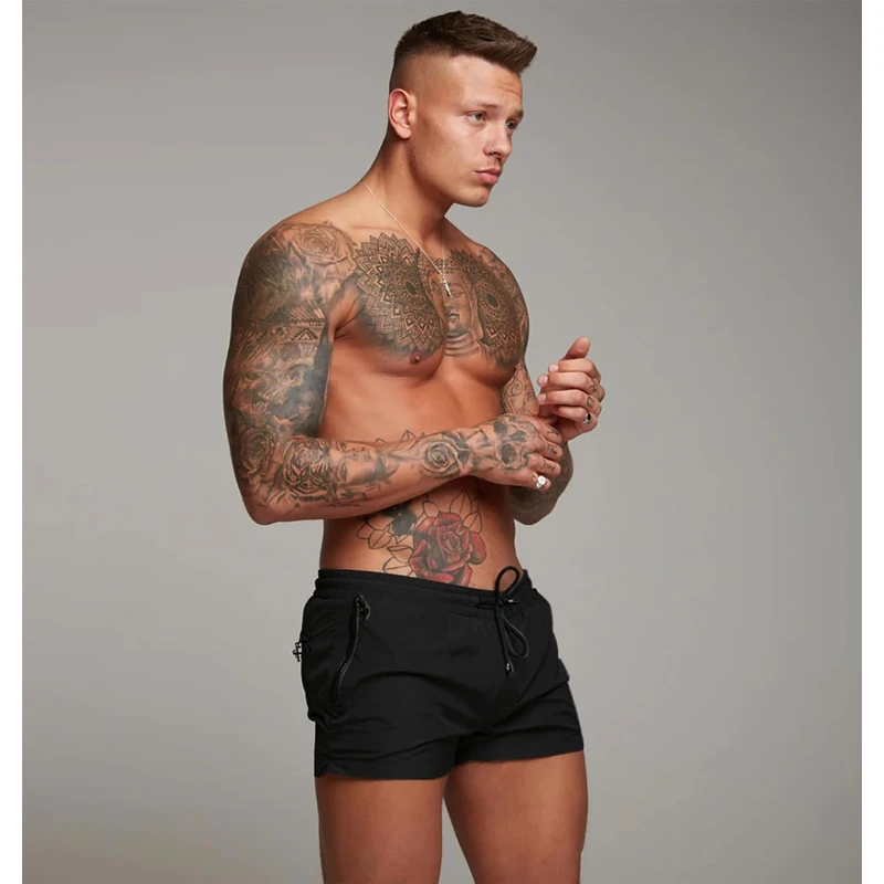 Mens Swim Trunks Quick Dry Swimwear Zipper Pockets, Swim Shorts With Mesh Lining