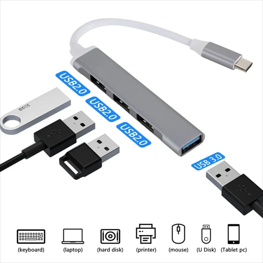 USB C HUB 3.0 Type C 4 Port Multi USB Splitter Adapter OTG For Xiaomi Lenovo Macbook Pro 13 15 Air Pro PC Computer Accessories