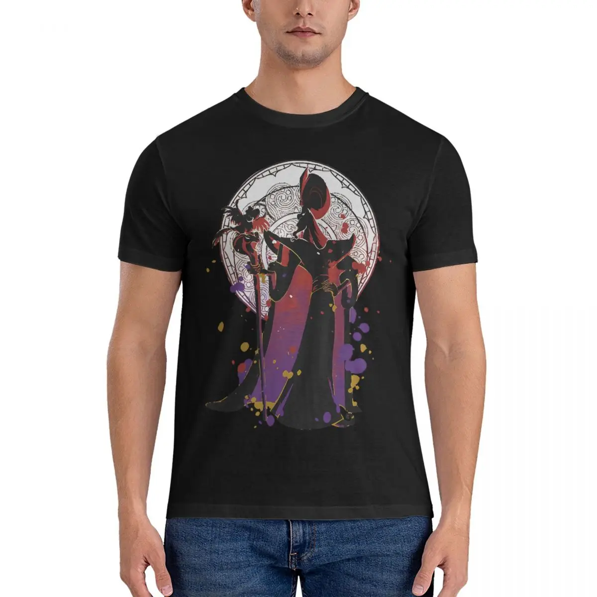 Camiseta de jasar para hombre, ropa de algodón de película de dibujos animados de Disney Aladdín, camisetas únicas de manga corta con cuello redondo, recién llegados