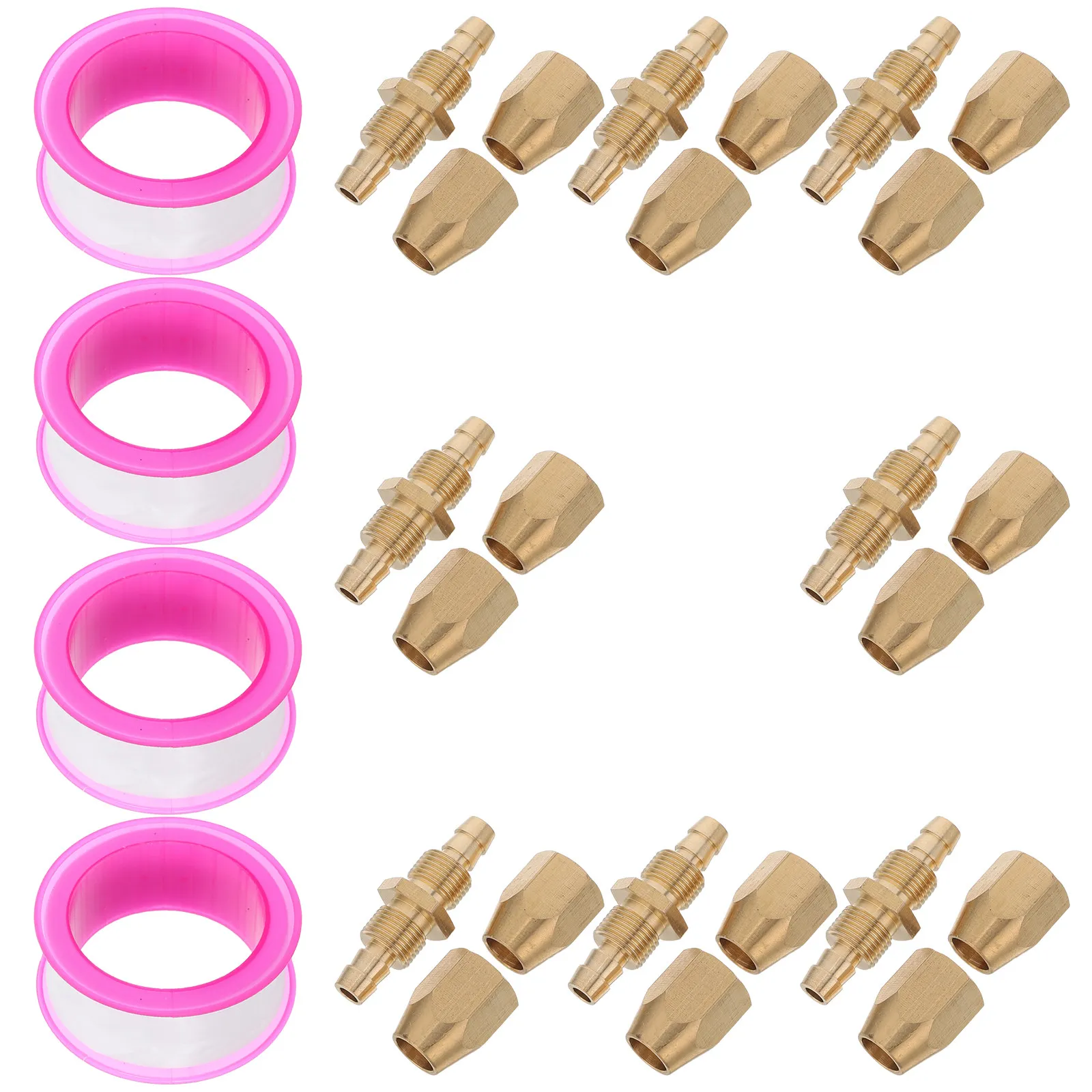 1Set Air Hose Repair Kit Solid Brass 1 4 Hose Fittings Reusable Ptfe Tape PVC PU Tubing Industrial Automotive Repair