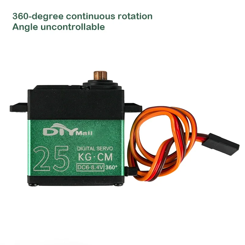 Servo digitale standard con ingranaggi metallici a coppia elevata da 25 kg Servo sterzo verde per velivoli per auto robot 1/8 1/10