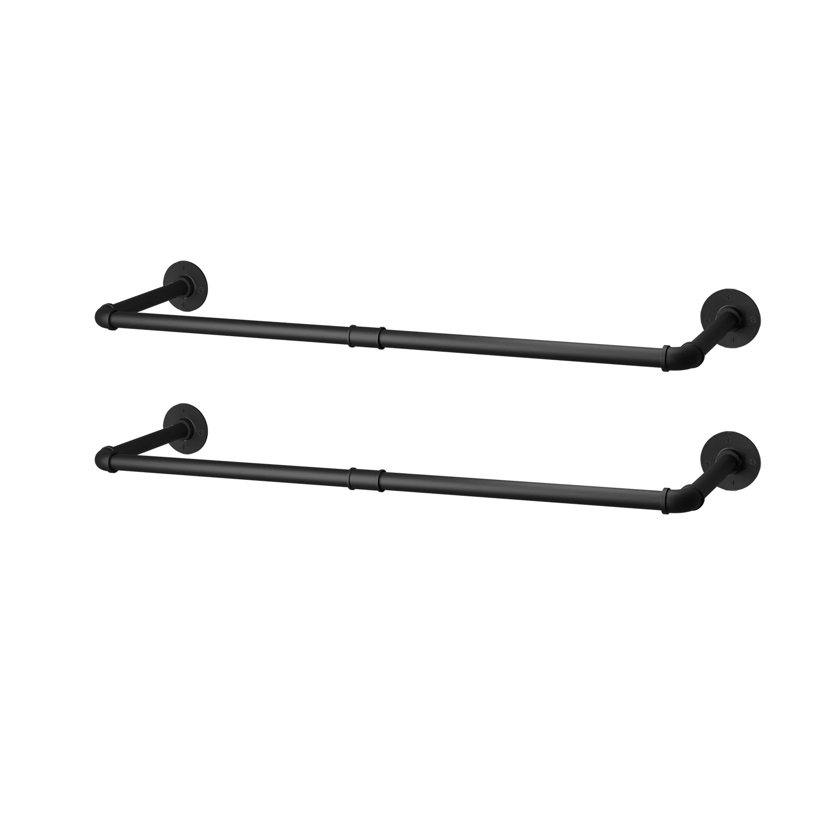 Pack Of 2 Industrial Pipe Clothes Rail Rack Wall-mounted Garment Pipe Rack Wall Iron Closet Organizer Garment Hanging Rod