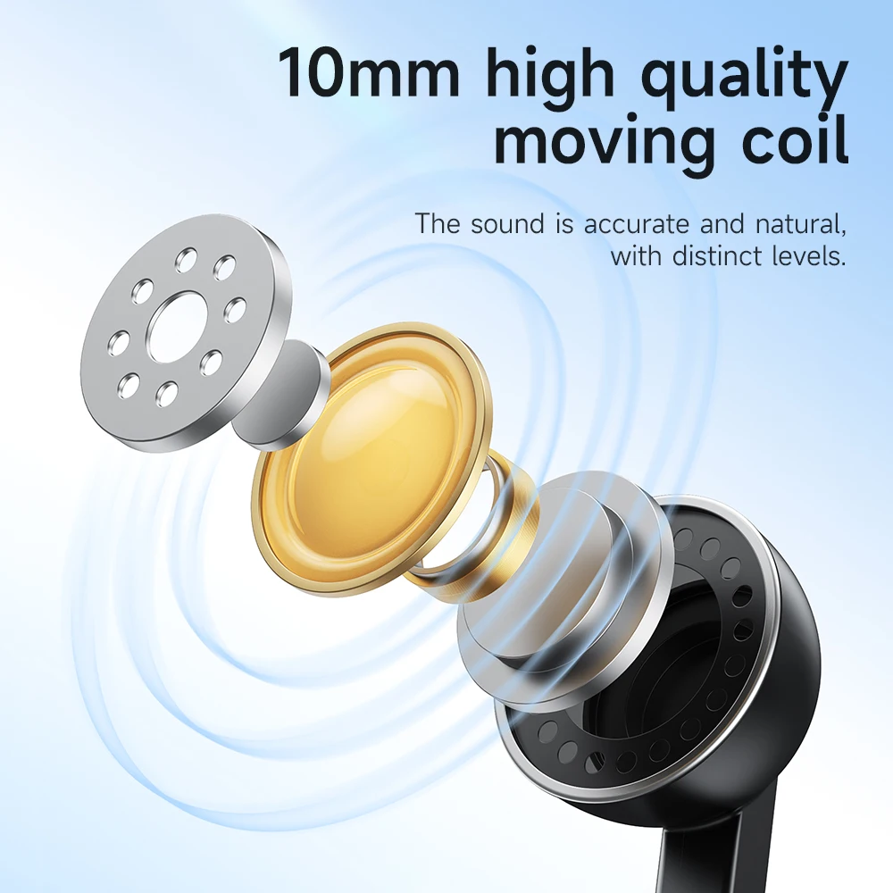 HOCO M124 3.5mm Wired Headphones In Ear Headset Wired Earphones With Microphone Stereo Earbuds Sports In-line Control For Phone