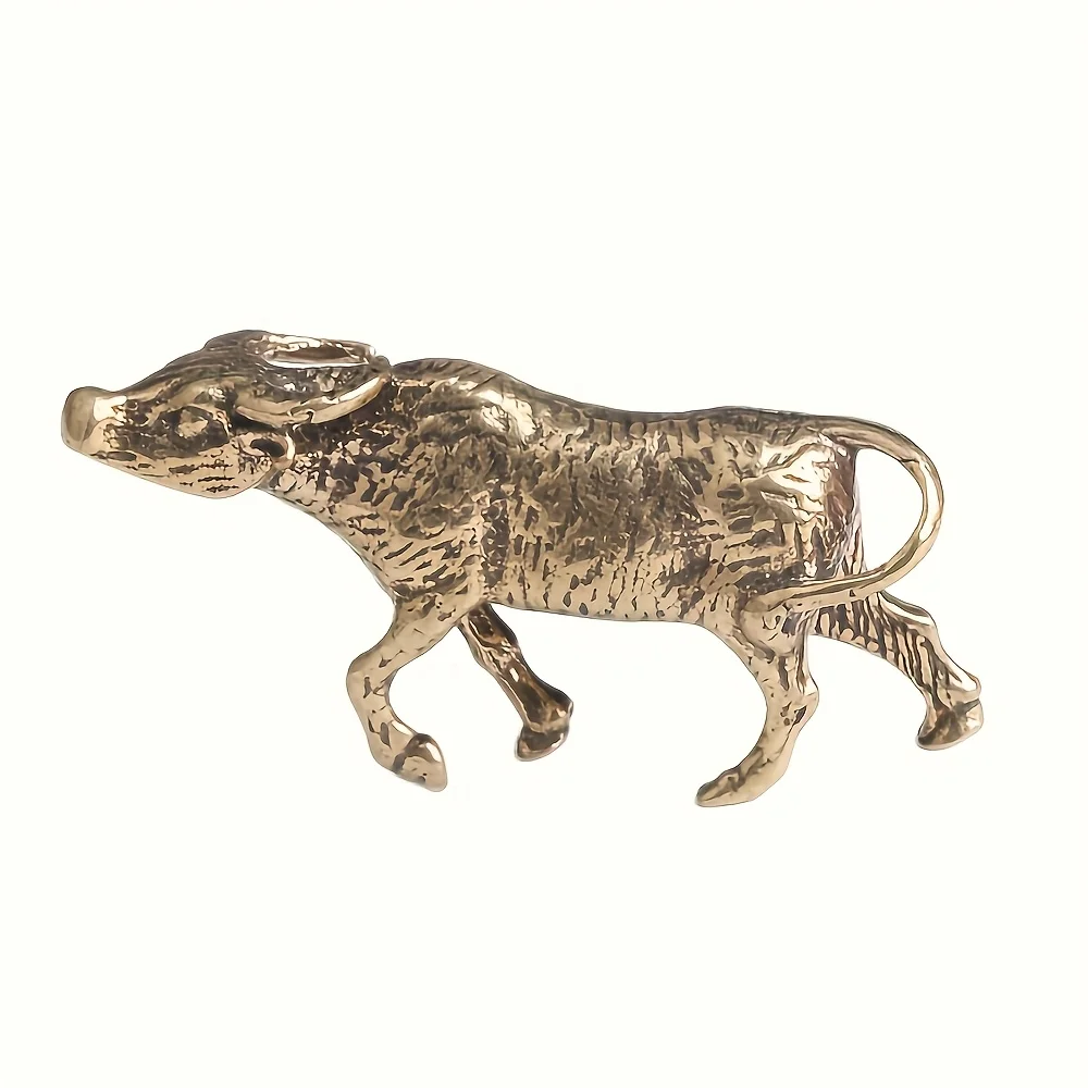 1/8 Stück Vintage-Büffelstatuen aus Messing, Tischdekorationen mit Tierkreiszeichen-Kuh, exquisite handgefertigte Teetiere – Detail 4