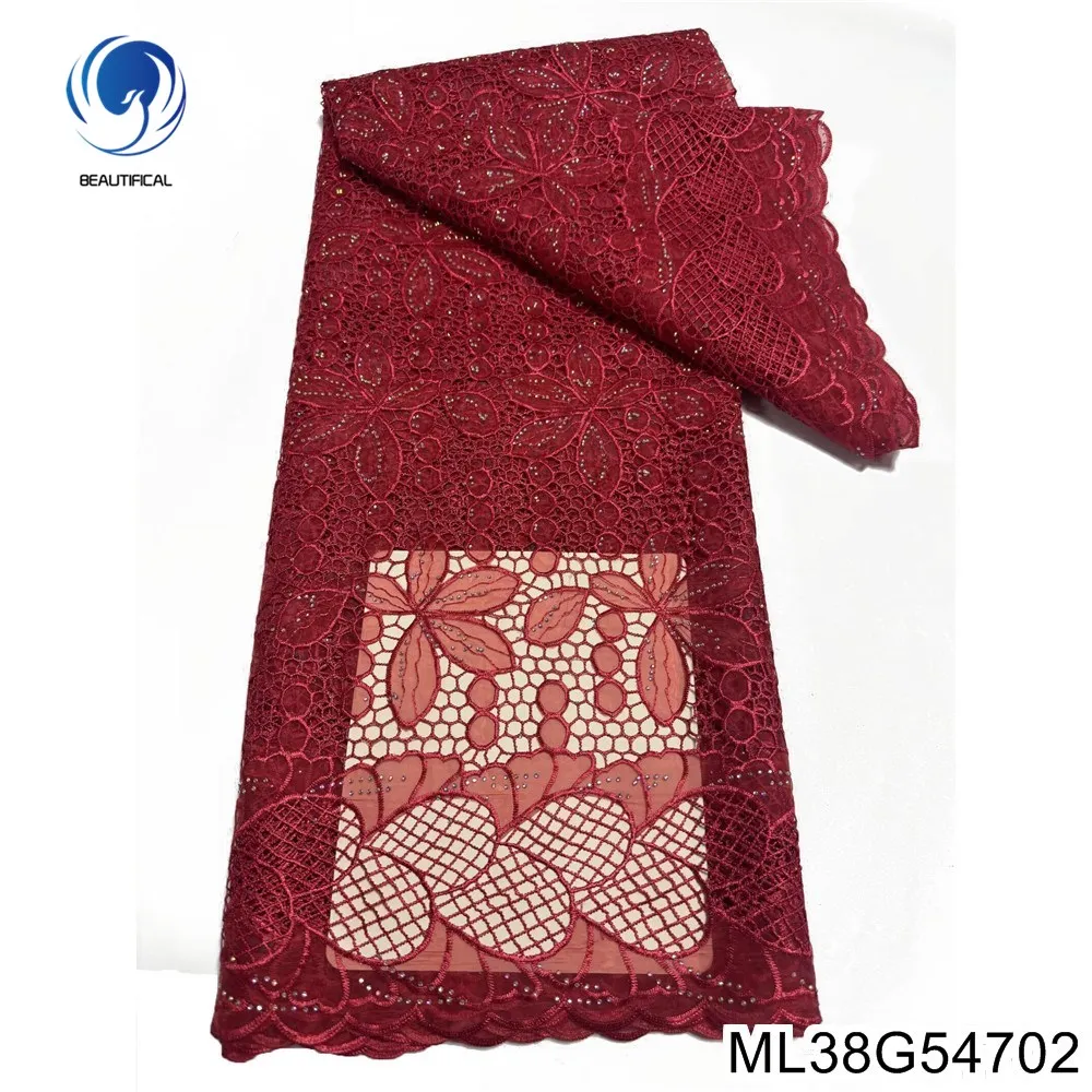 

Новинка 2025, европейское и американское дизайнерское платье с вышивкой из нигерийской стеклянной пряжи, водорастворимое кружево, французское вечернее платье для свиданий, ML38G547