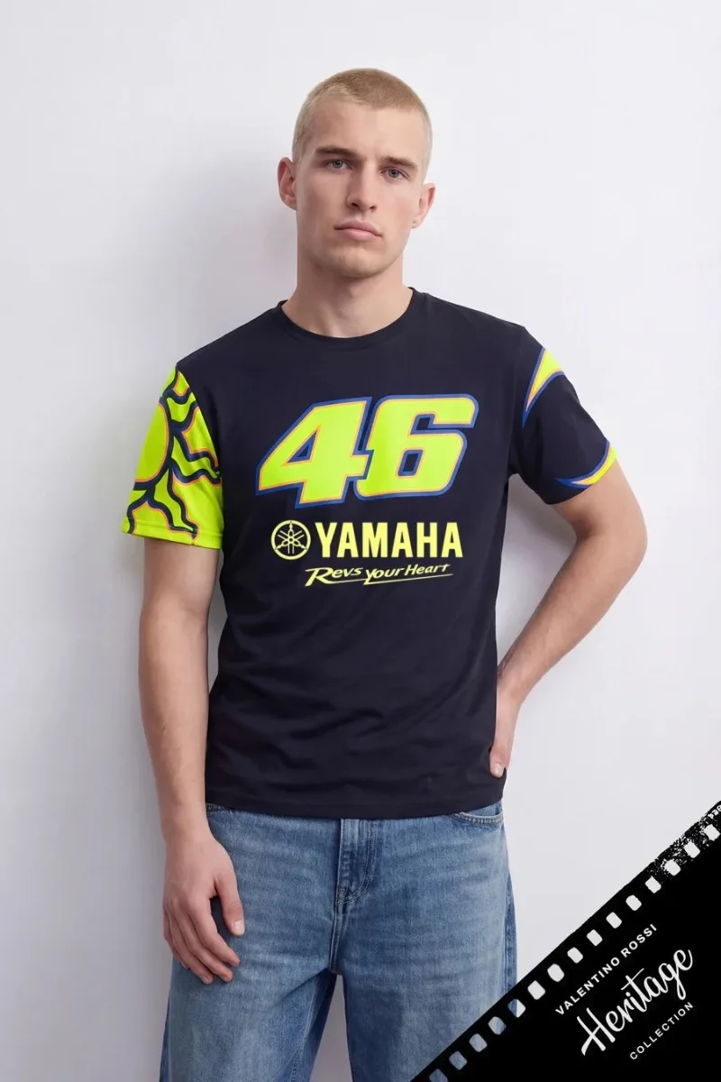 

Летняя футболка Yamaha 46 черного цвета с модным принтом, короткий рукав, для мужчин и женщин, для моды, отдыха, персонализированная одежда для мотоциклистов, коллекция 2026 года